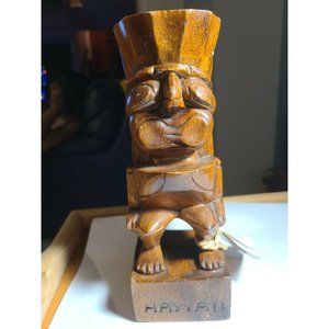 Vintage Tiki Hawaii Carved Hawaiian Warrior God 6 1/2”Figure